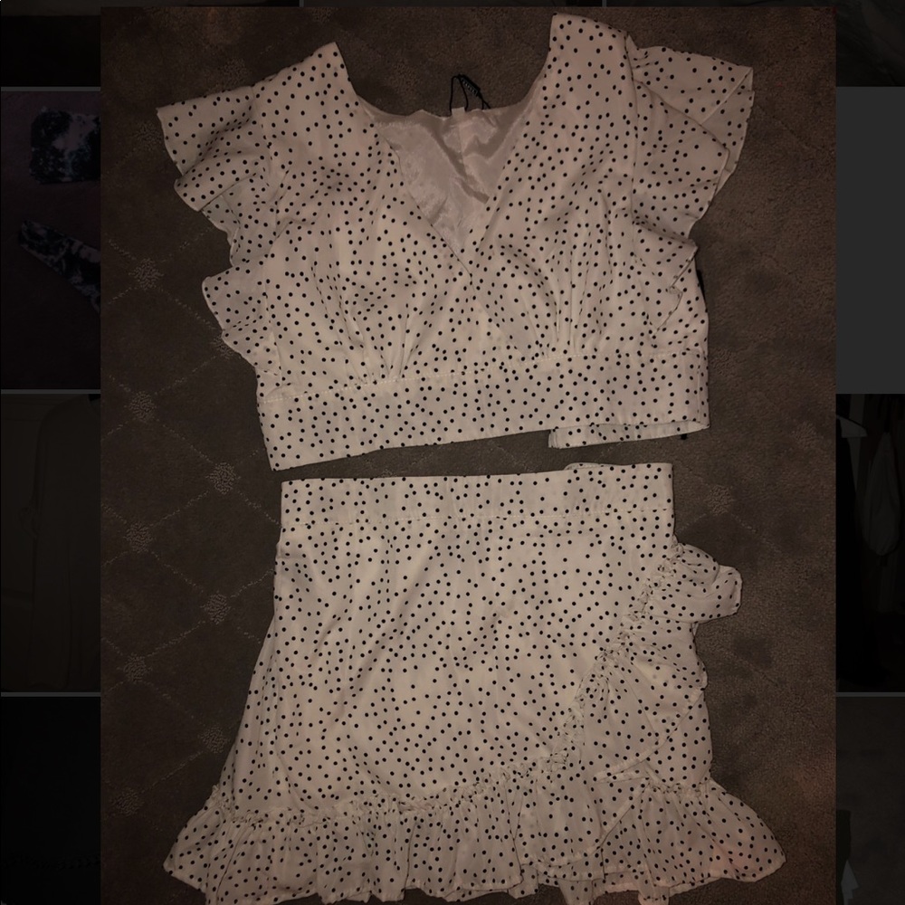 polka dot skirt and top set